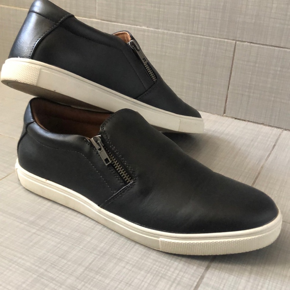 Madden black slip ons with zipper brand new no tag